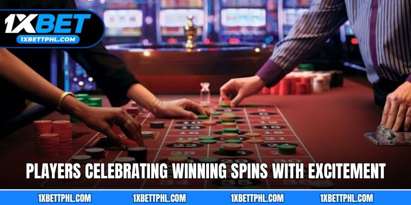 Players celebrating winning spins with excitement